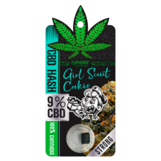 Euphoria CBD Hash 9% Girl Scout Cookie made of 100% pure Cannabis Sativa